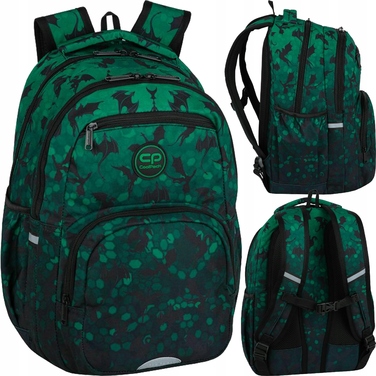 Багатовідсіковий шкільний рюкзак CoolPack, чорно-зелений, 26 л