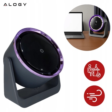 Настільний вентилятор Alogy — портативний обертовий вітряк (настільний/настінний), сріблястий/сірий
