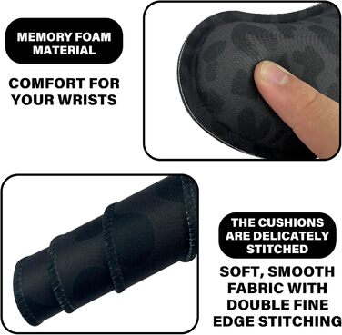 Килимок для миші 3-в-1 з підставкою для зап'ястя та клавіатури, 80x40 см, антиковзаюча основа, чорний леопардовий принт, для геймерів, дому та офісу