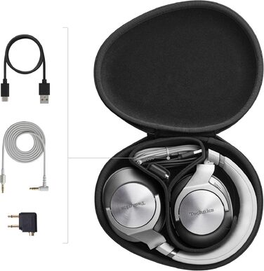 Навушники Bluetooth Technics EAH-A800E-S сріблясті з шумозаглушенням та мікрофоном, складані, Over-Ear