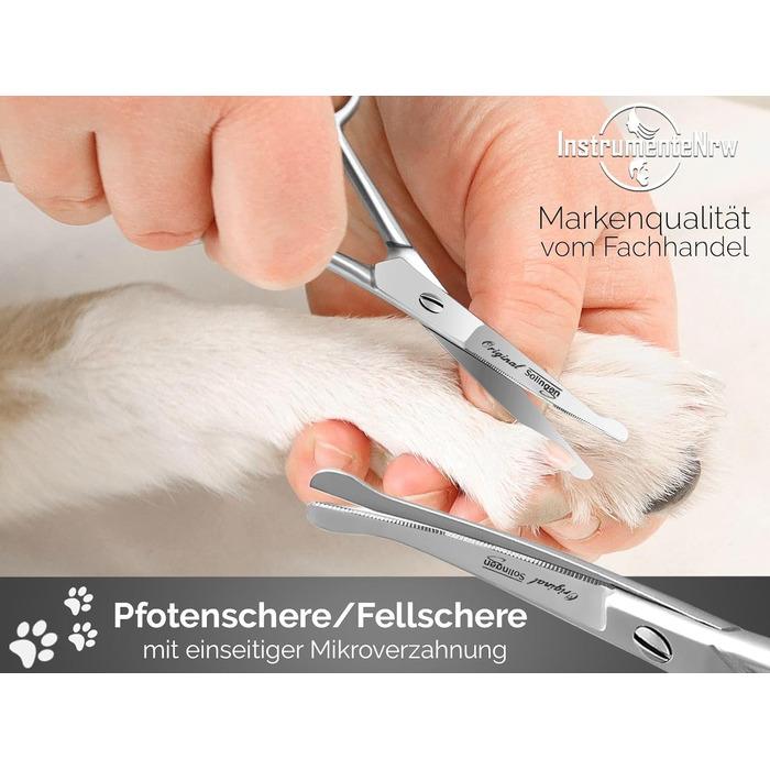 Ножиці для стрижки собак Solingen, ножиці для стрижки лап з мікрозубом, Made in Germany, ножиці з вигнутим лезом для догляду за шерстю собак, котів та інших домашніх тварин (10,5 см)