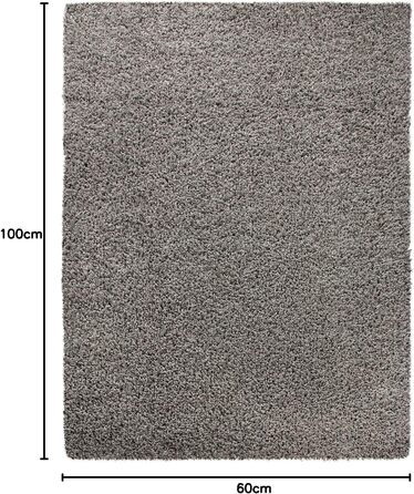 Килимок для вітальні TT Home з високим ворсом, штучний, сірий, 60x100 см