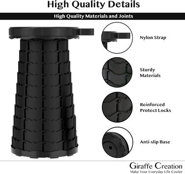 Тeleskopний стільчик, складаний туристичний стільчик для кемпінгу, риболовлі, барбекю та дому