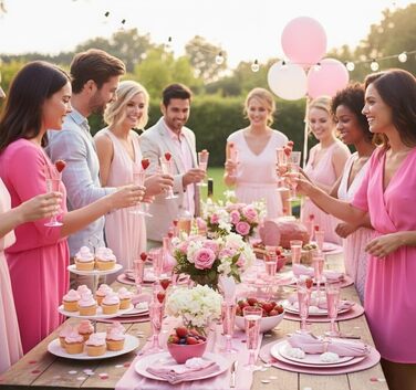 50 пластикових келихів для шампанського MATANA Premium 150 мл - багаторазові келихи для коктейлів, десерту, вина (рожевий глітер, 100 шт.)