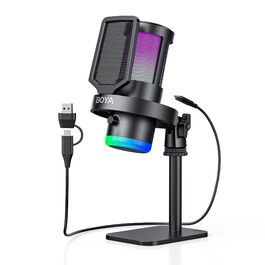 BOYA G30 USB Мікрофон для Ігор та Стрімінгу з RGB підсвіткою, шумозаглушенням, поп-фільтром. Конденсаторний мікрофон для ПК/PS4/PS5