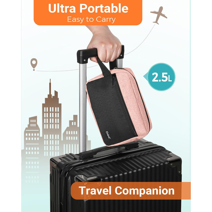 Чоловіча дорожня туалетна сумка, водонепроникна, з кишенею для бритви та ручкою, органайзер для косметики, для спортзалу, душу, ванної кімнати, подарунок для чоловіків, чорно-сіра (чорний & рожевий)