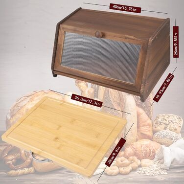 Дерев'яний хлібний ящик з кришкою та дощечкою для нарізання, Brotaufbewahrung