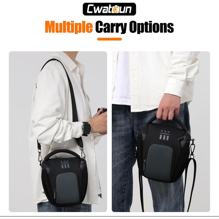 Чорна сумка для цифрової камери Cwatcun: DSLR, Canon, Nikon, Sony, з відділенням для об'єктивів