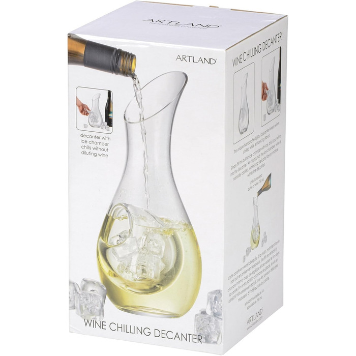 Artland Sommelier White Wine Cooler Carafe – 1050 ml Glass Jug with Elegant Ice Compartment, perfect for Chardonnay and Sauvignon Blanc