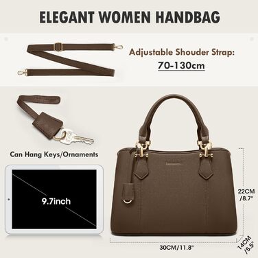 Жіноча сумка RAINSMORE середнього розміру з екошкіри, сумка-тоут на плече, колір кава