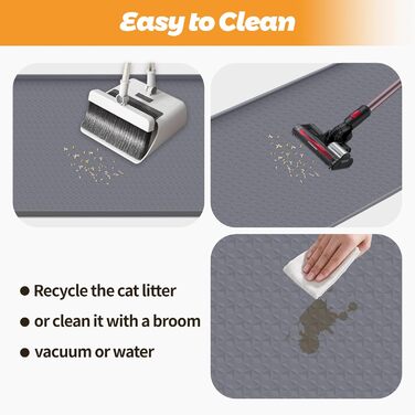 Килимок для котячого туалету, великий розмір 130x65 см, силіконовий, контролює розсипання, м'який для лапок, легко миється (сірий)