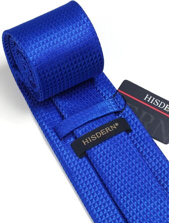 Краватка для чоловіків HISDERN з кишеньковим хустиною в горошок, класична краватка для весілля та ділових зустрічей, колір: Королівський синій