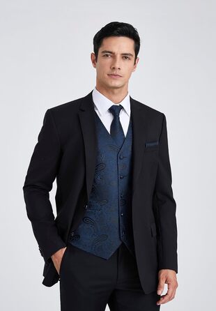 Чоловічий жилет Enlision з паєтками, краватка та нагрудний хустинка - комплект для весілля, вечірки, ділових зустрічей, XS-6XL, Морський блакитний