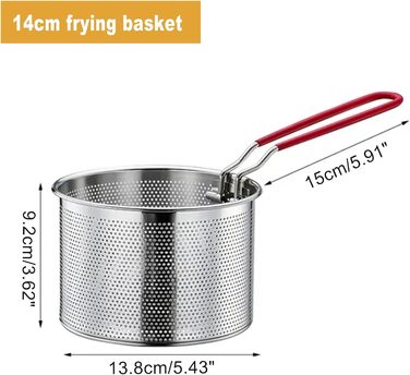 Корзина для фритюрниці з нержавіючої сталі, корзина для пасти, сито для приготування їжі (14 см)