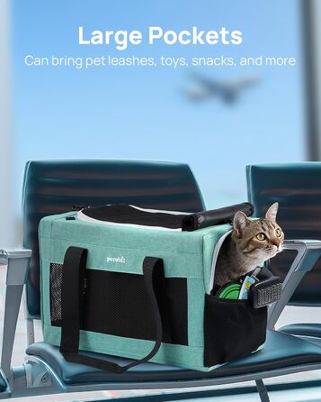 Транспортна сумка для котів Pecute Katzentasche: легка, складана, для котів та маленьких собак, до 4 кг, 44 x 23 x 30 см, аква-зелений