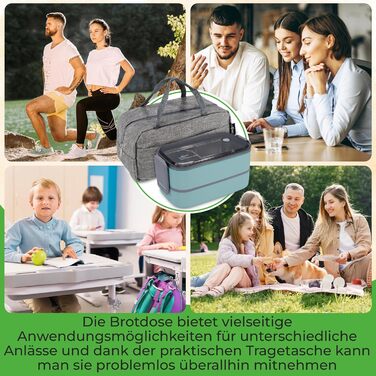 Преміум ланчбокс для дорослих та дітей: сталевий контейнер для їжі з відділеннями, ідеальний для школи, садка та пікніків (Світло-блакитний)