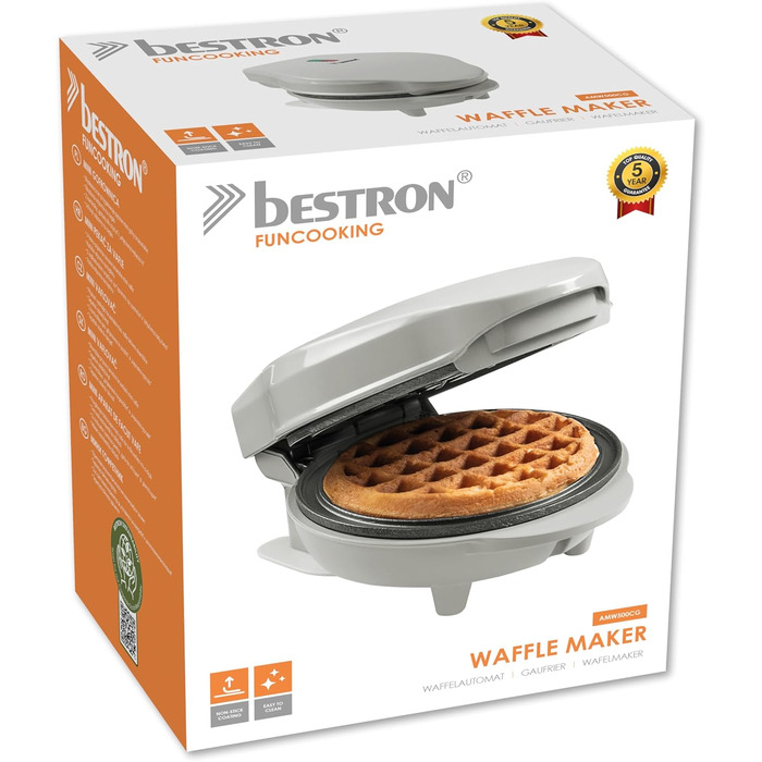 Вафельниця Bestron Satin Collection Mini для класичних вафель з антипригарним покриттям, сірий колір