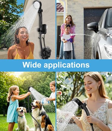 WADEO Portable Camping Shower Battery with Pump, Camping Shower with Rechargeable 6000/8000mAh Battery, Mobile Showers Outdoor Showers with Showerhead and Hose, for Camping, Travel, Garden, and Car Washing