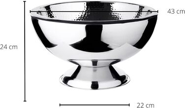 EDZARD Champagne Cooler Cadiz (ø 43 cm, H 24 cm) Stainless steel, highly polished, hammered interior, double-walled, large bowl, suitable as a sparkling wine cooler, bottle cooler, and cooler for up to 5 bottles.
