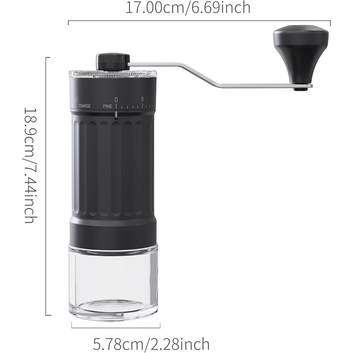 Ручний кавомолка OrkeyDolk з керамічним жорном, 40 режимів помолу, для Aeropress, Pour Over і Мока, регульована, сучасний дизайн