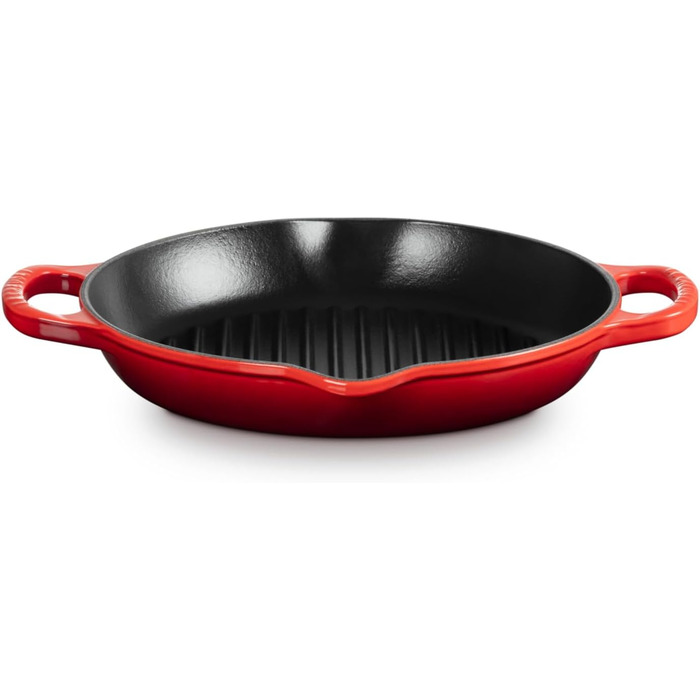 Чавунна кругла гриль-сковорода Le Creuset Signature, 25 см, для всіх плит і духовок, червона