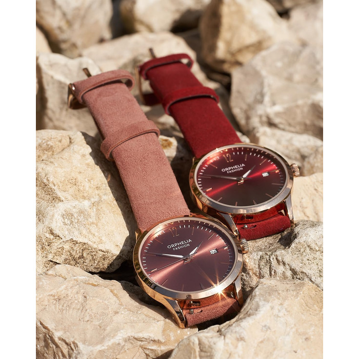 Жіночий аналоговий кварцовий годинник Orphelia Fashion Suede зі шкіряним ремінцем, колір: стародавня роза