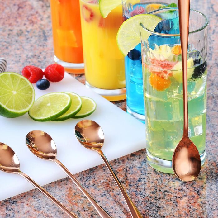 Ложка для кави, десертів та айс-ті з нержавіючої сталі GRÄWE, довга, червоне золото, для миття в посудомийній машині