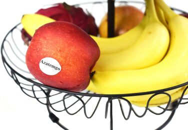 Металевий кошик для фруктів та овочів з ручкою для кухні/балкону, 3 яруси, великий, з нержавіючої сталі, з 360° циркуляцією повітря (чорний, 45 см висота, Ø30-24-16.5 см)