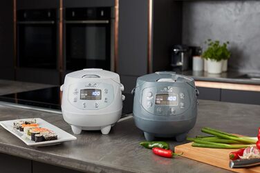 Міні-рисоварка Yum Asia Panda з ніндзя-керамічною чашею, 3,5 чашки (0,63 л), 4 програми для рису та мультифункціональний мультиварка, Arctic White, 220–240В, сучасна Fuzzy Logic