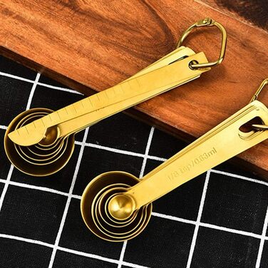 Toranysadecegumy 6 Piece/Set Measuring Spoons, Useful Stainless Steel Measuring Cups, Kitchen, Coffee, Measuring Spoons, Tea, Gold