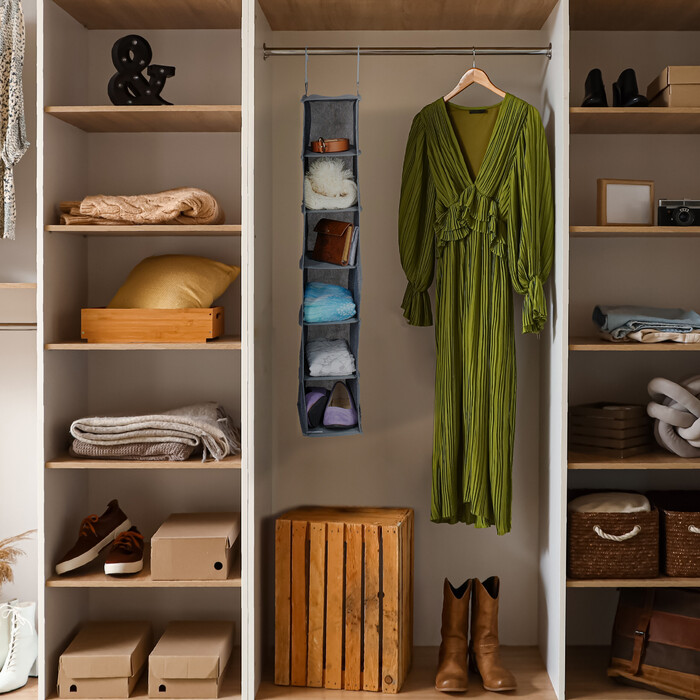 Relaxdays Closet Hanging Shelf with 6 Compartments
