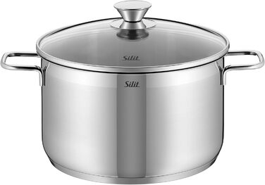 Silit Scalea 6-Piece Induction Cookware Set - Stainless Steel Pots and Pans with Glass Lids, Non-Stick Fry Pan, Dishwasher Safe