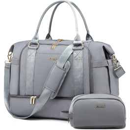 Спортивна сумка LOVEVOOK для подорожей, жіноча дорожня сумка-мішок, Weekender з косметичкою, відділенням для взуття та мокрих речей, водонепроникна, 37L, сіра