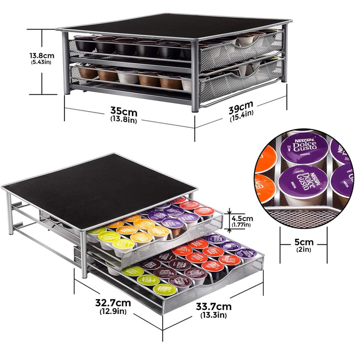 Підставка для капсул кави Masthome - 2 яруси, органайзер для Dolce Gusto (72 капсули)