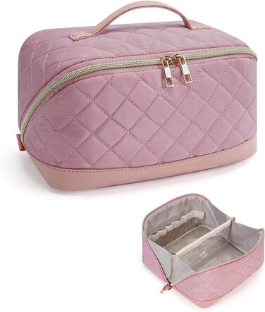 Косметичка для подорожей Wandering Nature для жінок: велика, водонепроникна, з відділенням для пензликів, рожева (патент)