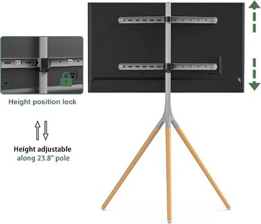 Підставка для телевізора на штативі, 114.3–165.1 см (45–65 дюймів), LED/LCD/OLED, поворотна 180°, сірий