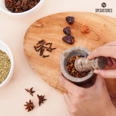 Набір ступка та товкачок з каменю, 7,6 см, ручної роботи, для кухні, спецій та декору