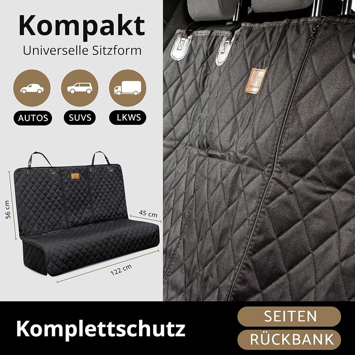 Захисний чохол на сидіння автомобіля для собак AMZPET (122 см) – водовідштовхувальний, неслизький, стійкий до подряпин, міцний, 56 x 45 x 122 см, для маленьких авто (купе, хетчбек)