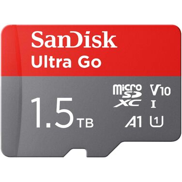 Карта пам'яті SanDisk Ultra Go microSDXC 1.5 TB UHS-I Class 10 U1 A1 з адаптером для смартфонів та планшетів, до 150 МБ/с