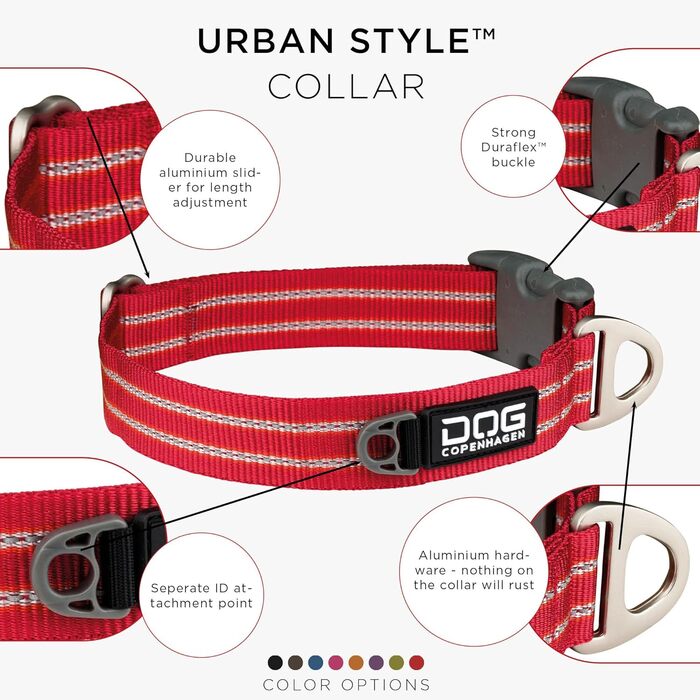 Нашийник для собак DOG Copenhagen Urban Style Classic Red, розмір L (Червоний)