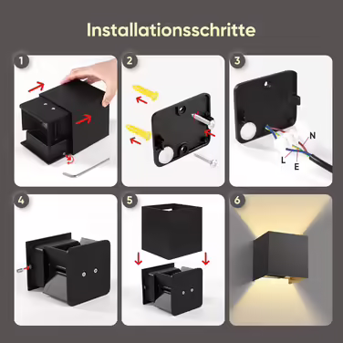 LED настінний світильник 12W, алюмінієвий, регульований кут світла, IP54, тепле біле світло 3000K, для вітальні, спальні, саду, для внутрішнього та зовнішнього використання, 2 шт., колір: білий/чорний