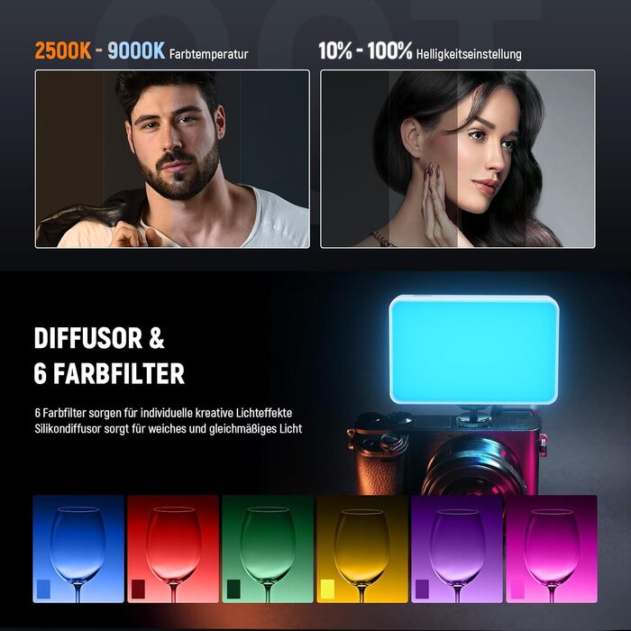 NEEWER LED світло для селфі та татуювань BL120B - сумісне з iPhone, з кліпсою, CPL фільтром, штативом та тримачем для телефону, для фото та відео