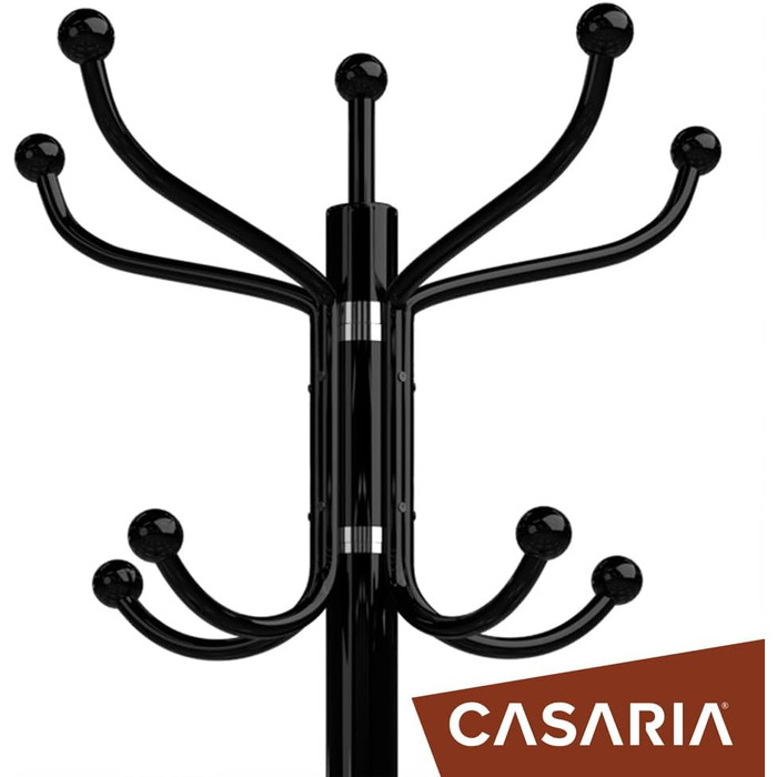 Casaria® Clothes Rack Marble Base Metal 14 Hooks 360° Swivel Stable 37x37x175 cm Entryway Office Coat Rack Clothes Rail Jacket Stand Black