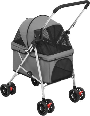 Візок для собак VidaXL, складаний, 76x50x100 см, сірий, Oxford-тканина