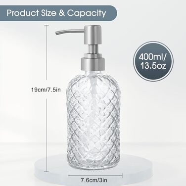Скляні дозатори для мила Topsky (2 шт.), 400 мл, з нержавіючою помпою, для кухні та ванної кімнати
