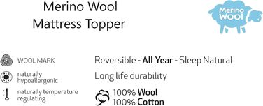 Lambswool mattress topper underblanket, 100% Merino wool, WOOLMARKED, underblanket 90 x 200 cm