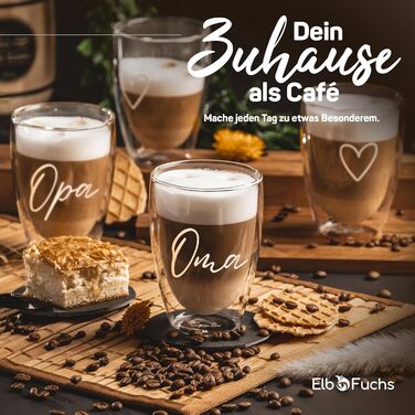 Набір склянок для лате макіато з подвійними стінками [4 шт.] | Склянки з серцем | 350 мл | Для кави, чаю, капучино | Подарунковий набір для бабусі та дідуся