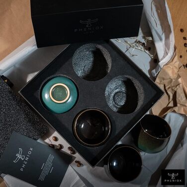 Набір чашок капучіно Jade | 4 шт. | 180 мл | Якісні чашки з кераміки без ручки | Для еспресо, капучіно, мокко та чаю | Сучасний дизайн, подарунок