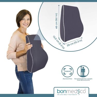 Подушка для офісного крісла Bonmedico з Memory Foam: поперекова підтримка для офісу, авто та дому, чорна, ергономічна подушка для спини
