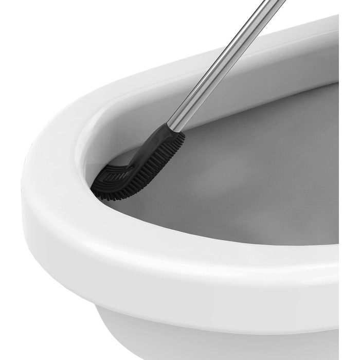 Набір для туалету Weissenstein: щітка з силікону, тримач з нержавіючої сталі, без свердління, чорний